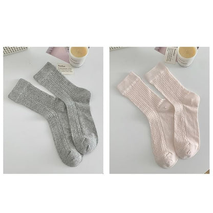 Plain Pointelle Knit Socks / Set SpreePicky