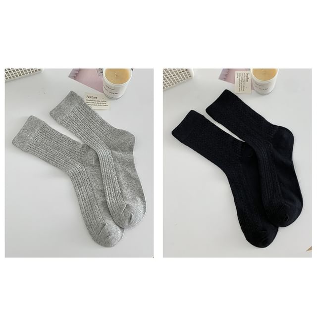 Plain Pointelle Knit Socks / Set SpreePicky