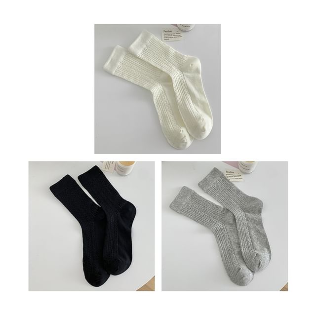 Plain Pointelle Knit Socks / Set SpreePicky