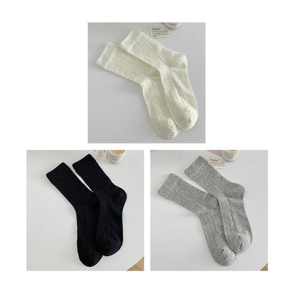 Plain Pointelle Knit Socks / Set SpreePicky