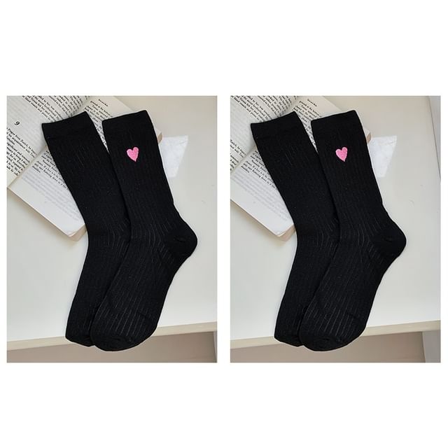 Heart Print Ribbed Socks / Set SpreePicky