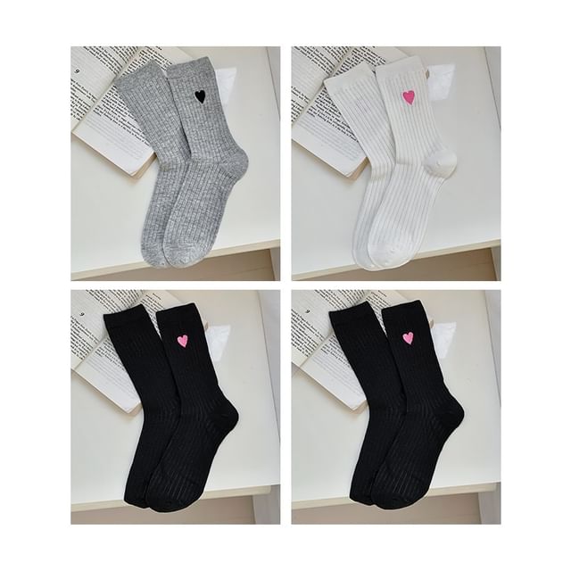 Heart Print Ribbed Socks / Set SpreePicky