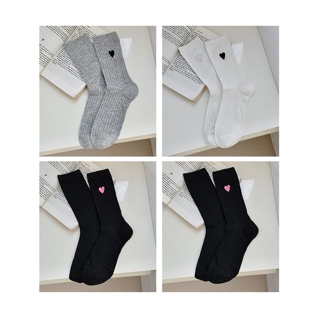 Heart Print Ribbed Socks / Set SpreePicky