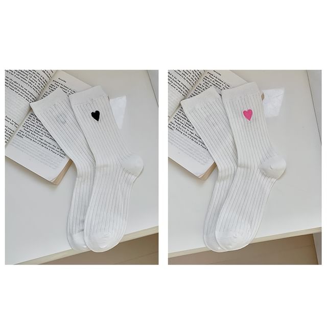 Heart Print Ribbed Socks / Set SpreePicky