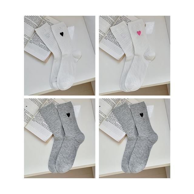 Heart Print Ribbed Socks / Set SpreePicky