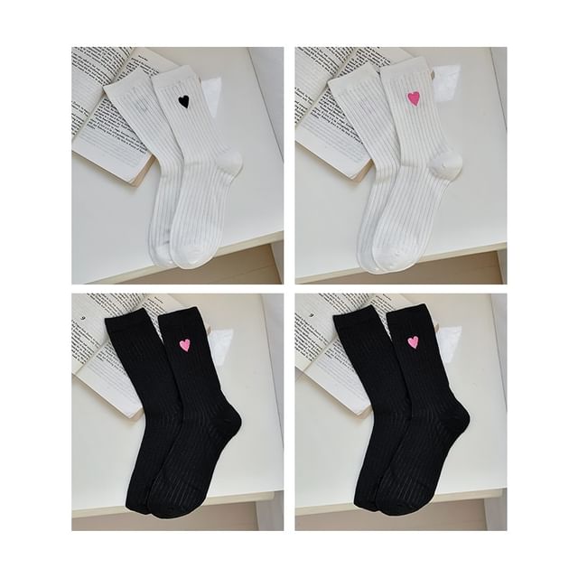 Heart Print Ribbed Socks / Set SpreePicky