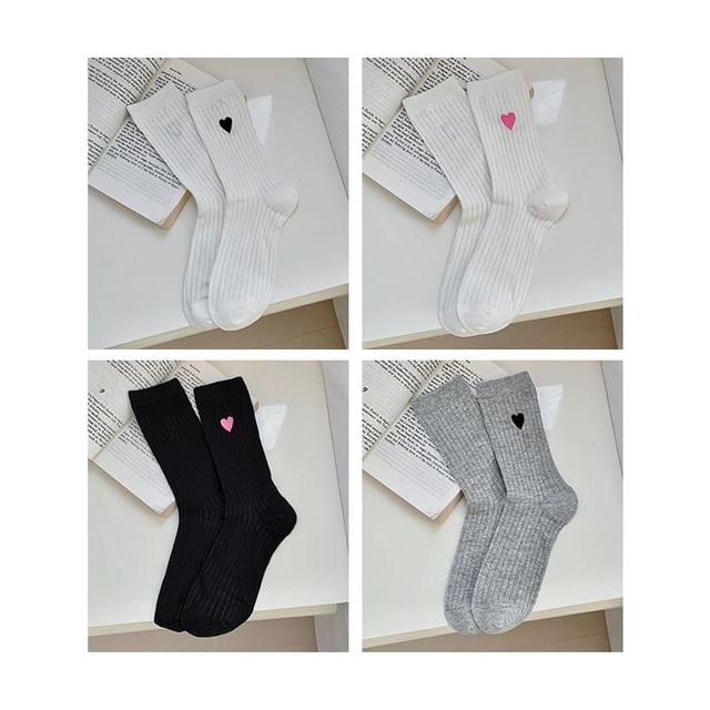 Heart Print Ribbed Socks / Set SpreePicky