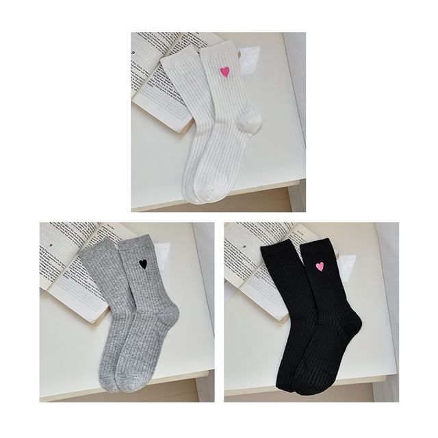 Heart Print Ribbed Socks / Set SpreePicky