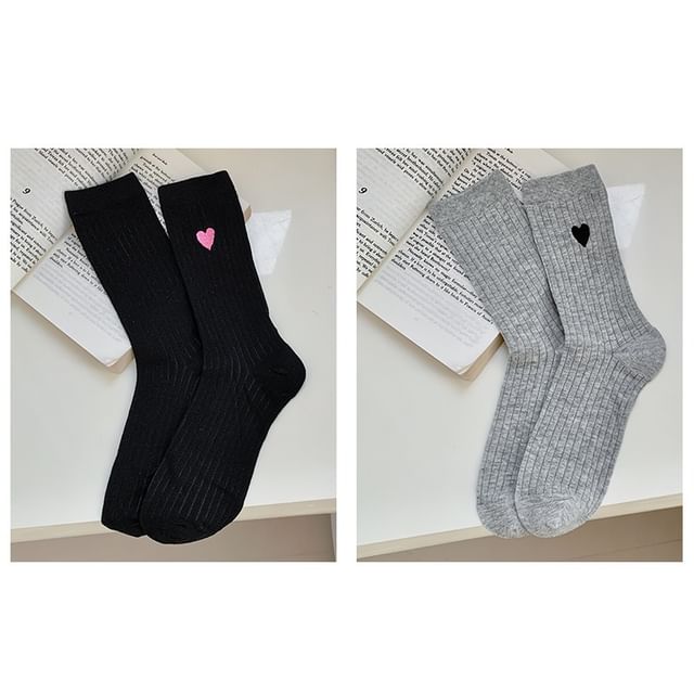 Heart Print Ribbed Socks / Set SpreePicky