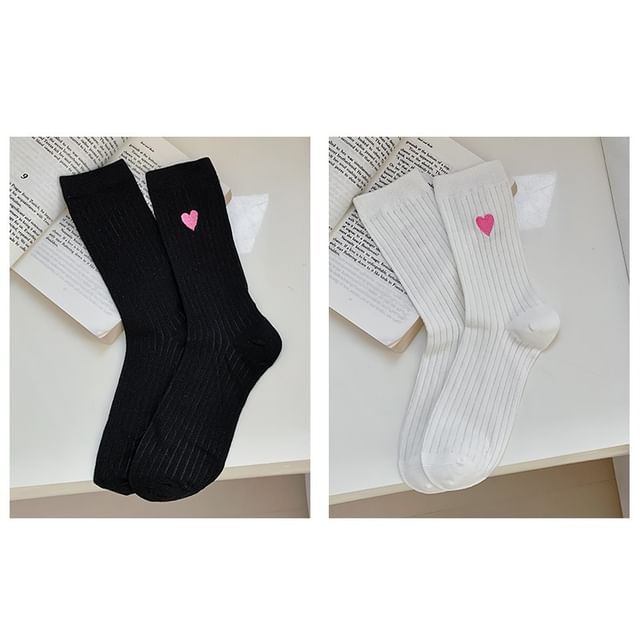 Heart Print Ribbed Socks / Set SpreePicky