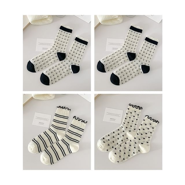 Printed Lettuce Edge Socks / Set SpreePicky