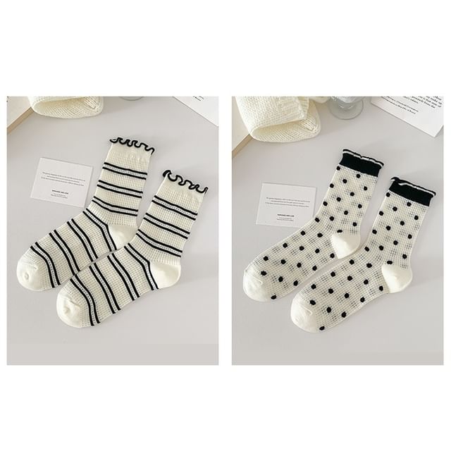 Printed Lettuce Edge Socks / Set SpreePicky