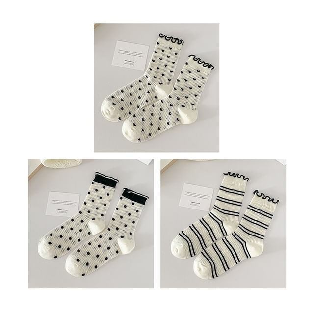 Printed Lettuce Edge Socks / Set SpreePicky