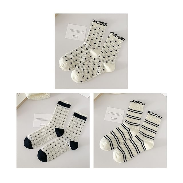 Printed Lettuce Edge Socks / Set SpreePicky