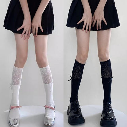 Plain Lace Panel Socks mySite