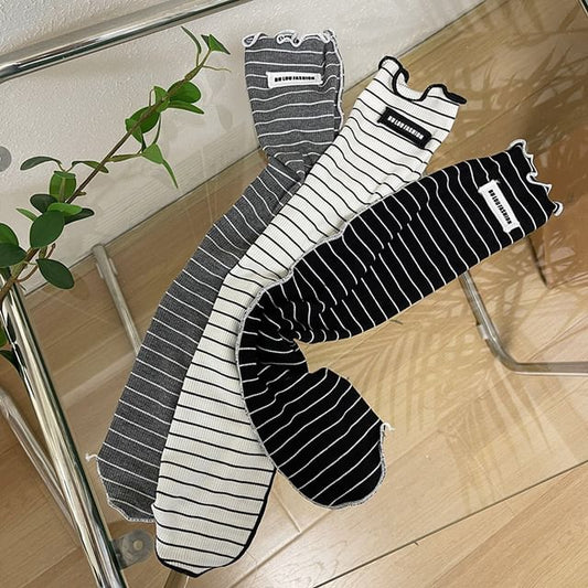 Striped Applique Lettuce Edge Socks SpreePicky