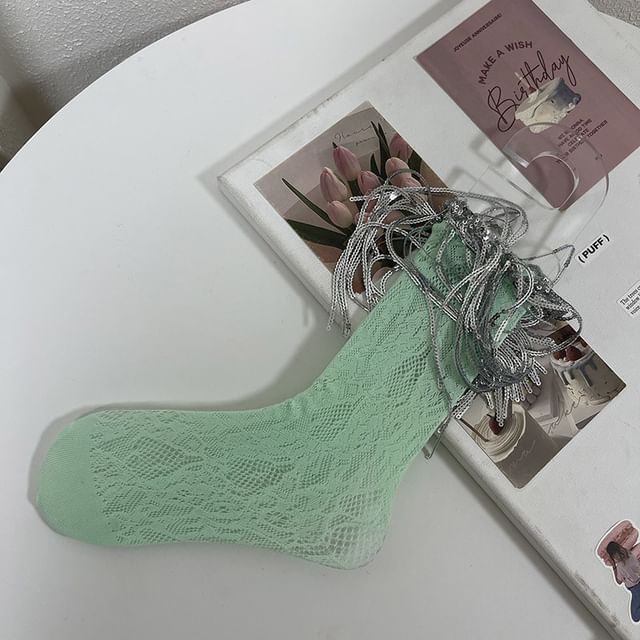 Sequin Fringed Lace Socks SpreePicky