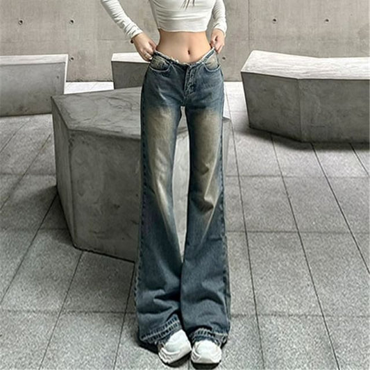 Low Waist Washed Flared Jeans (Various Designs) SpreePicky