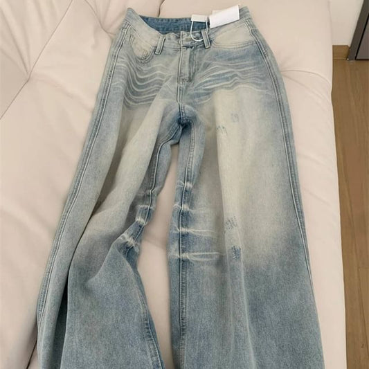 Distressed Washed Wide Leg Jeans (Various Designs) SpreePicky