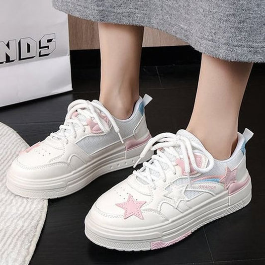 Platform Star Applique Panel Mesh Sneakers mySite