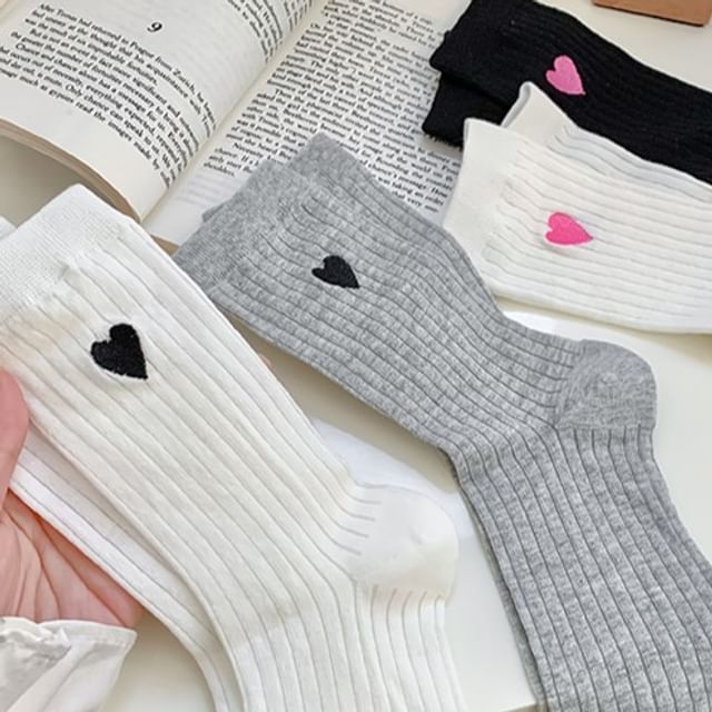 Heart Embroidered Socks Set SpreePicky