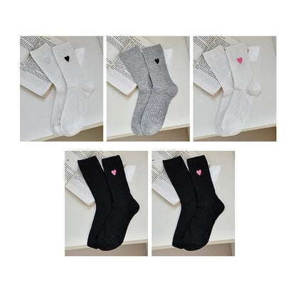 Heart Embroidered Socks Set SpreePicky