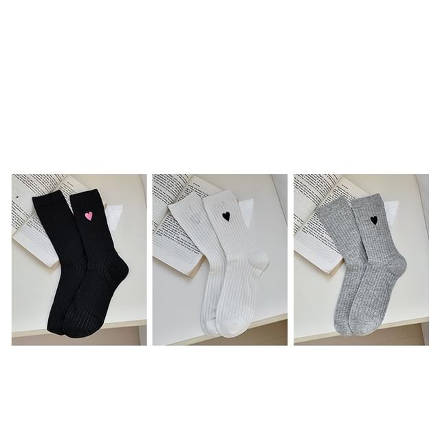 Heart Embroidered Socks Set SpreePicky