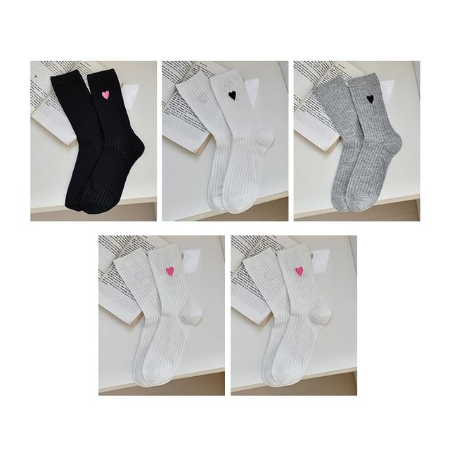 Heart Embroidered Socks Set SpreePicky