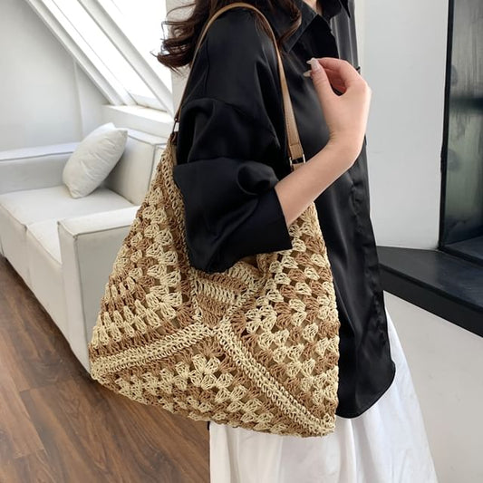 Two Tone Woven Tote Bag mySite