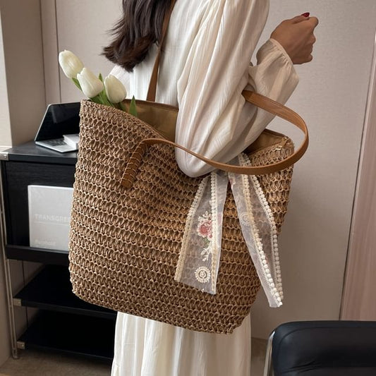 Set: Plain Woven Tote Bag + Scarf SpreePicky