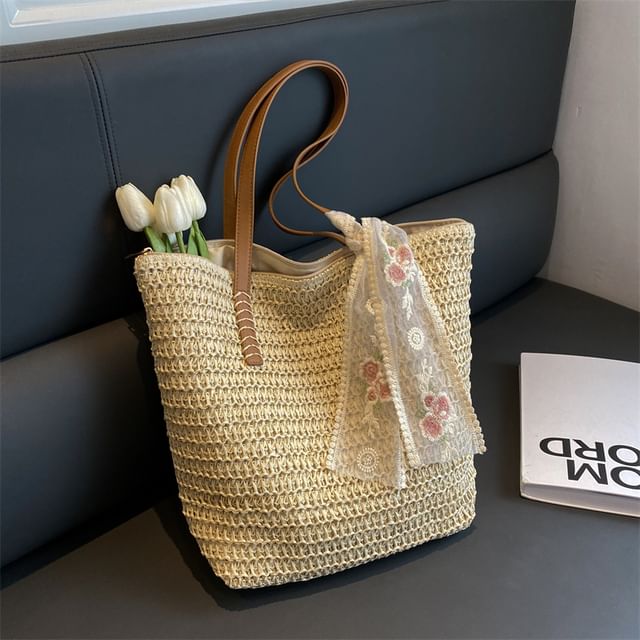 Set: Plain Woven Tote Bag + Scarf SpreePicky