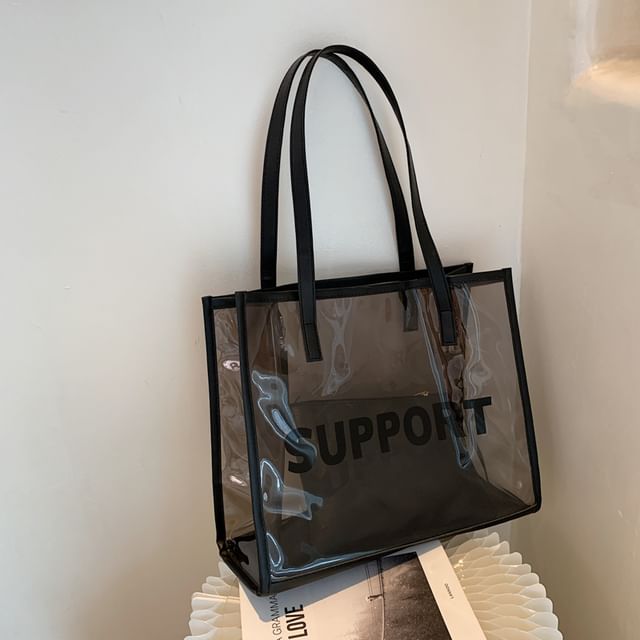 Lettering Print PVC Tote Bag SpreePicky