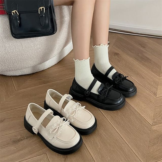 Faux Leather Ribbon Loafers mySite