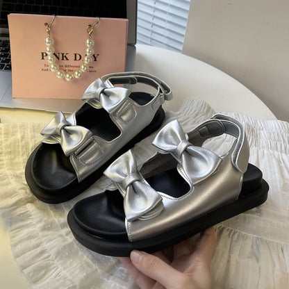 Two Tone Bow Sandals SpreePicky