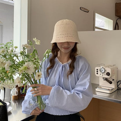 Eyelet Straw Bucket Hat SpreePicky