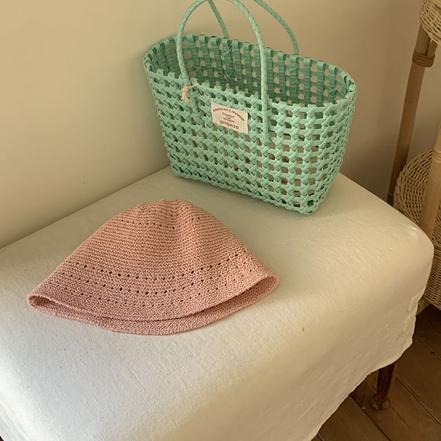 Eyelet Straw Bucket Hat SpreePicky