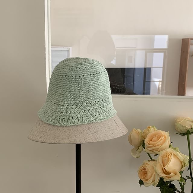 Eyelet Straw Bucket Hat SpreePicky