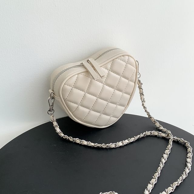 Chain Strap Heart Quilted Crossbody Bag SpreePicky