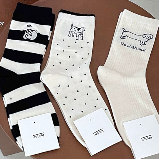 Dog Embroidered Socks Set SpreePicky