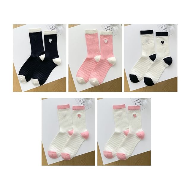 Two Tone Crew Socks Set SpreePicky