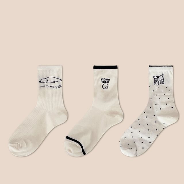 Dog Embroidered Socks Set SpreePicky