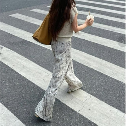 Elastic Waist Floral Wide Leg Pants SpreePicky