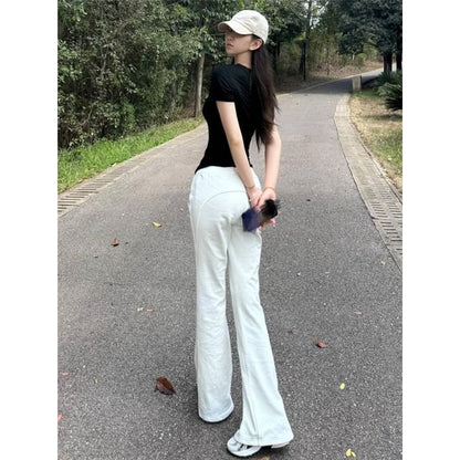 Mid Rise Plain Bootcut Pants SpreePicky