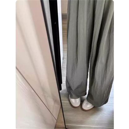 Elastic Waist Plain Wide Leg Pants SpreePicky