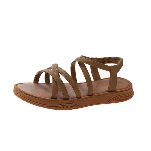 Platform Cross Strap Faux Leather Slingback Sandals SpreePicky