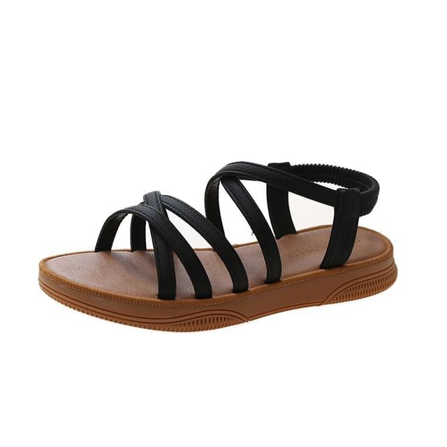 Platform Cross Strap Faux Leather Slingback Sandals SpreePicky