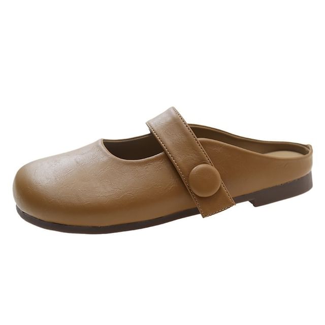 Plain Faux Leather Mary Jane Mules SpreePicky