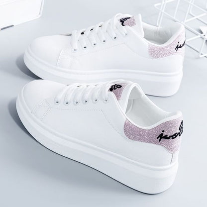 Lettering Glitter Platform Sneakers SpreePicky