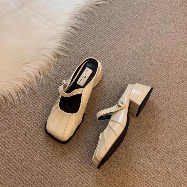 Square Toe Chunky Heel Mules mySite