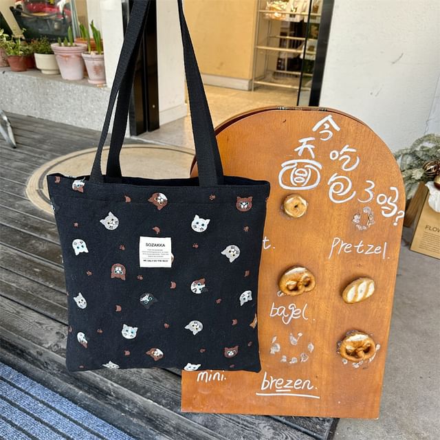 Cat Embroidery Tote Bag SpreePicky